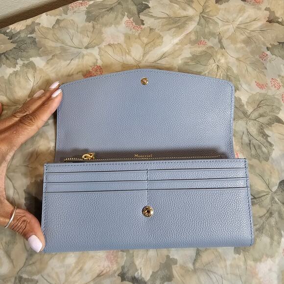 Moncrief London Light Blue Pebble Leather Wallet - Picture 2 of 7